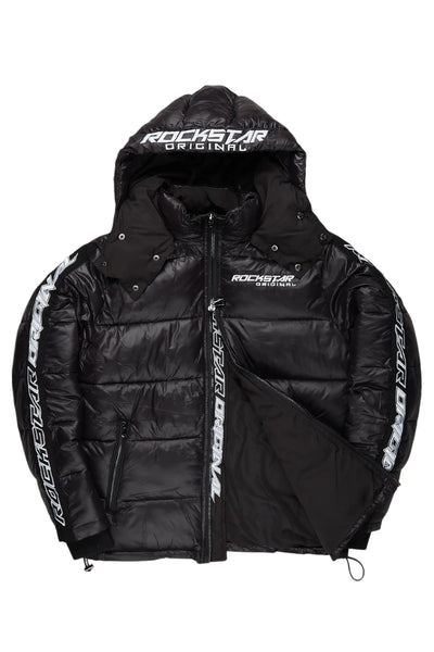 metallic royal blue alasia puffer jacket