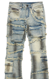 boys yves tree camo stacked flare cargo jean