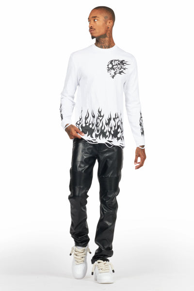 Bubble white long sleeve graphic t-shirt
