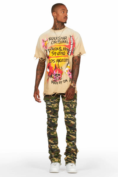 gentry tint blue stacked flare jean