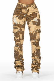 alisson dark wash tinted cargo super stacked jean