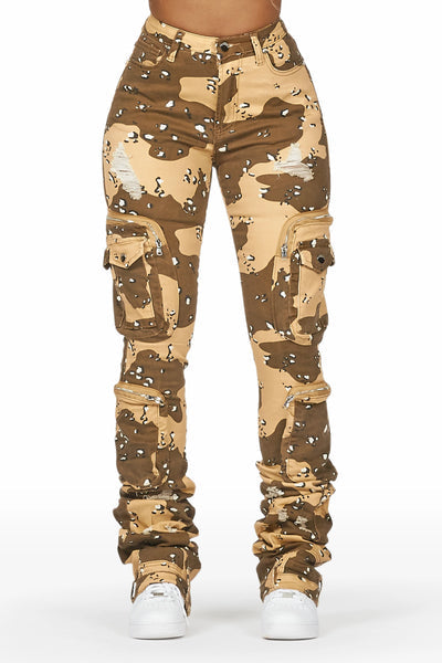 alisson dark wash tinted cargo super stacked jean