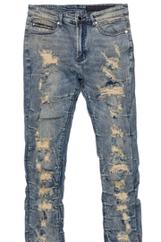 mercol blue stacked flare jean