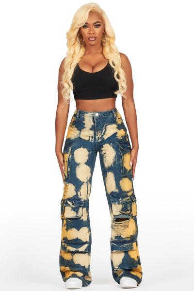 jahmani grey wash wide leg jean