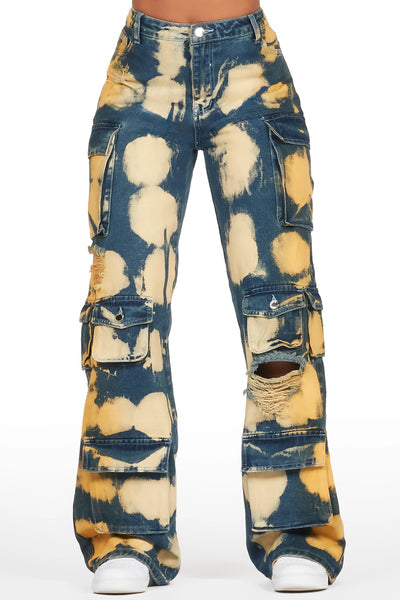 jahmani grey wash wide leg jean