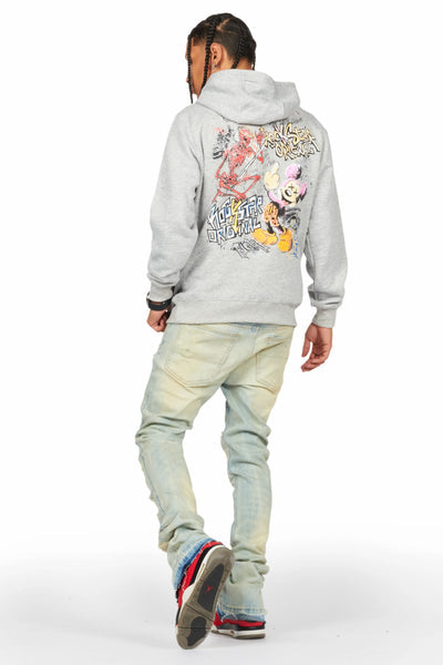 holibert light blue stacked flare jean