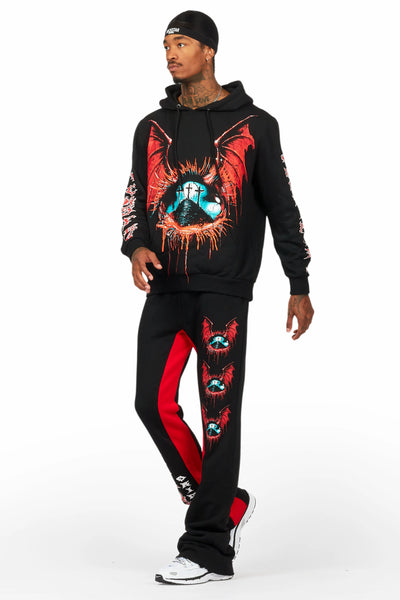 darden black/red hoodie/baggy track pant set