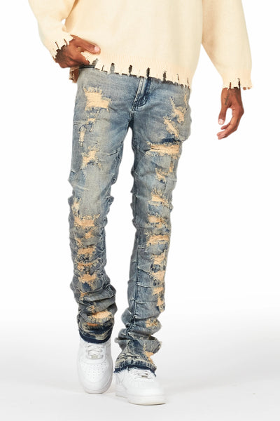 mercol blue stacked flare jean