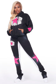 kaliyah black/pink super stacked trackset