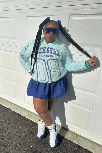 girls fields light blue graphic mohair hoodie
