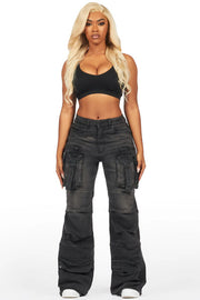 tarella tinted dark wash wide leg jean