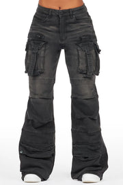 tarella tinted dark wash wide leg jean