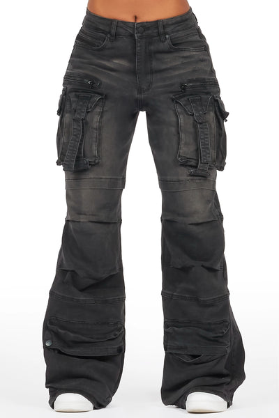 tarella tinted dark wash wide leg jean