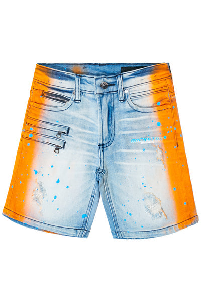 Kids Brum Short-Orange | Trendy Distressed Shorts