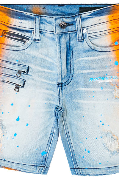 Kids Brum Short-Orange | Trendy Distressed Shorts
