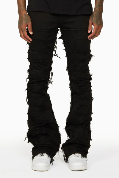 shake tree camo stacked flare jean
