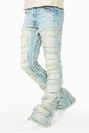 shake tree camo stacked flare jean
