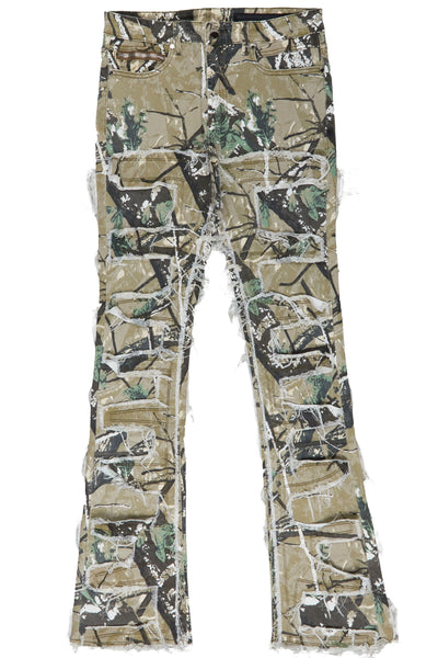 shake light blue stacked flare jean
